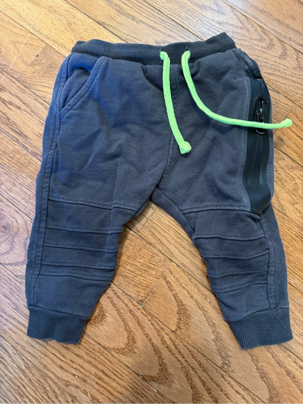 Zara Baby 6-9M Grey Jogger Pants with Neon Green Drawstring - 2/$5 Zara Joggers